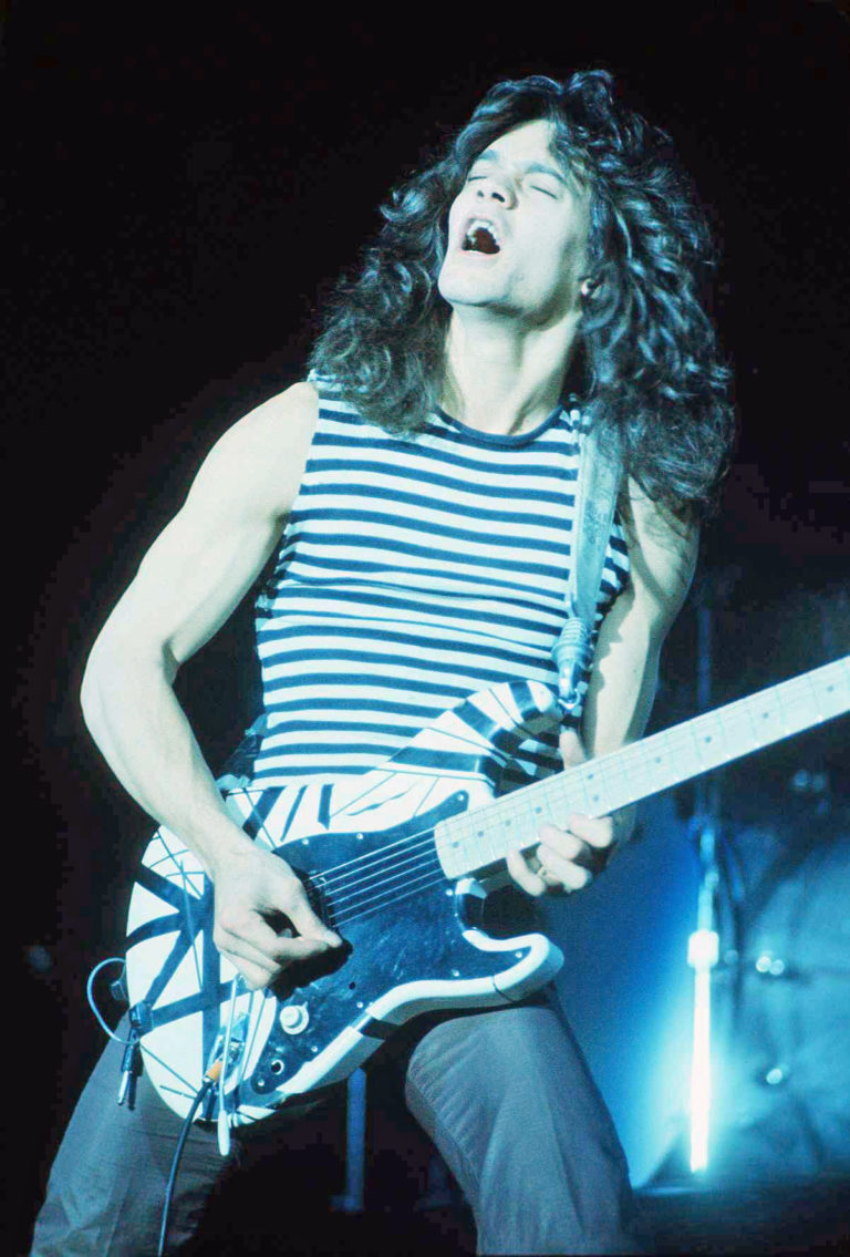 Eddie Van Halen with Black and White guitar 1978